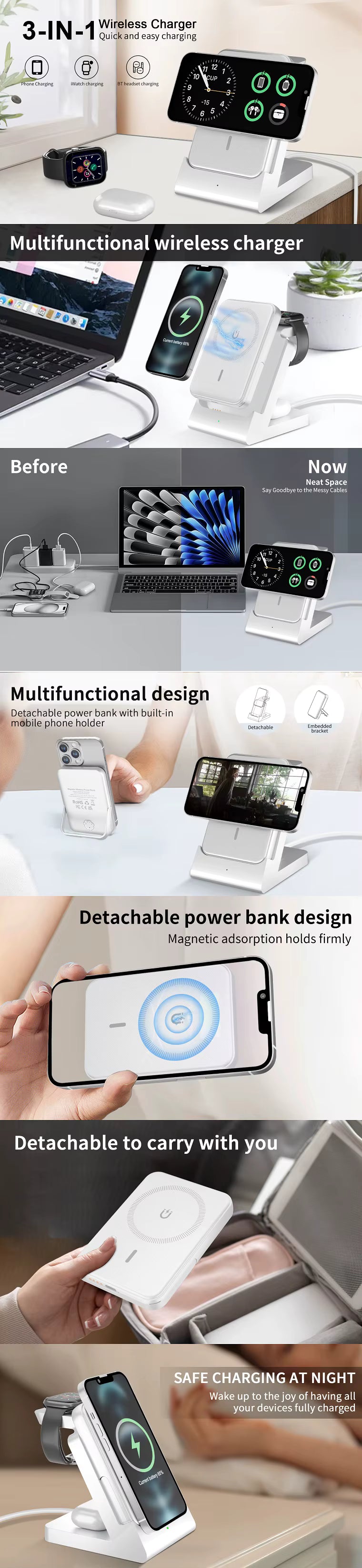 3-in-1 Magnetic Wireless Charging Stand
